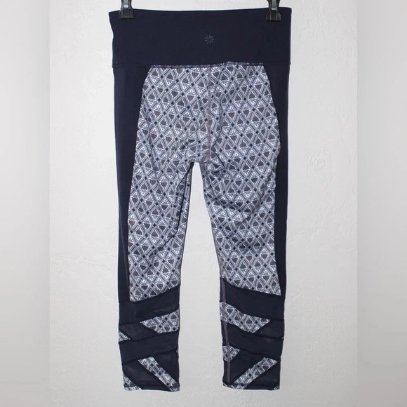 Women’s Athleta Mantra Mosaic Mesh Cropped High Rise Activewear Leggings Small - Picture 3 of 13